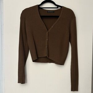 Brandy Melville Brown Cropped Cardigan